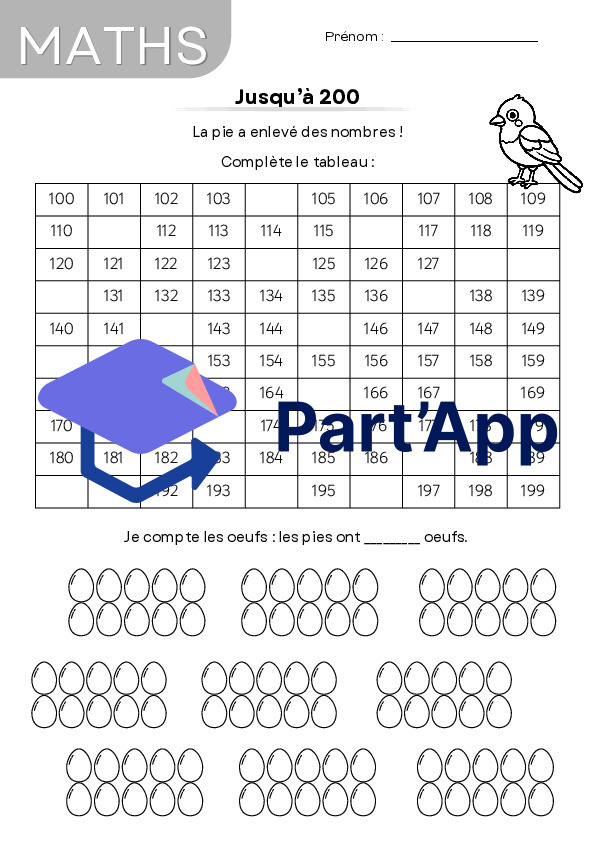 Dossier de numération 4H jusqu'à 200 - lien MER_10