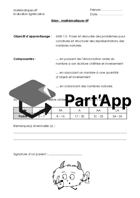 Bilan mathématiques fin 4P_2
