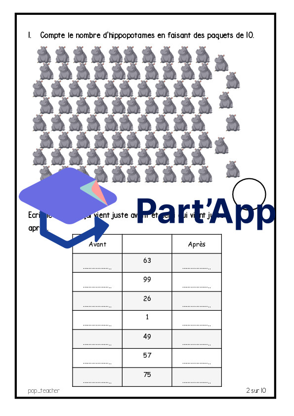 Evaluation diagnostique - début milieu de 4P - mathématiques nombres 0 à 100_46