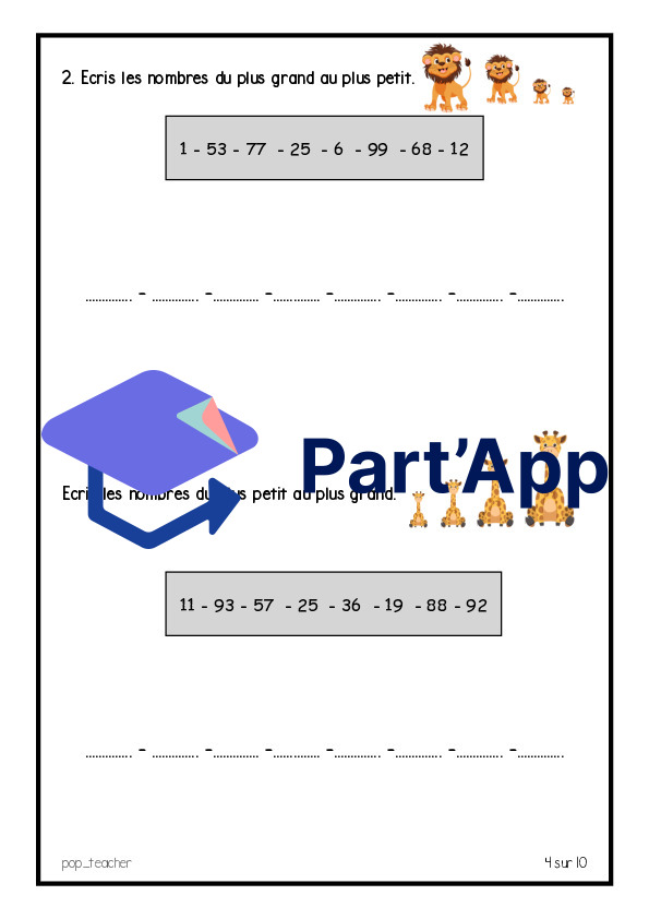 Evaluation diagnostique - début milieu de 4P - mathématiques nombres 0 à 100_48