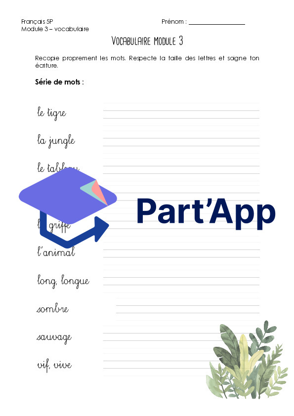Module 3 - 5P : vocabulaire -> dossier dictée_2