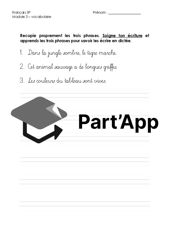 Module 3 - 5P : vocabulaire -> dossier dictée_3