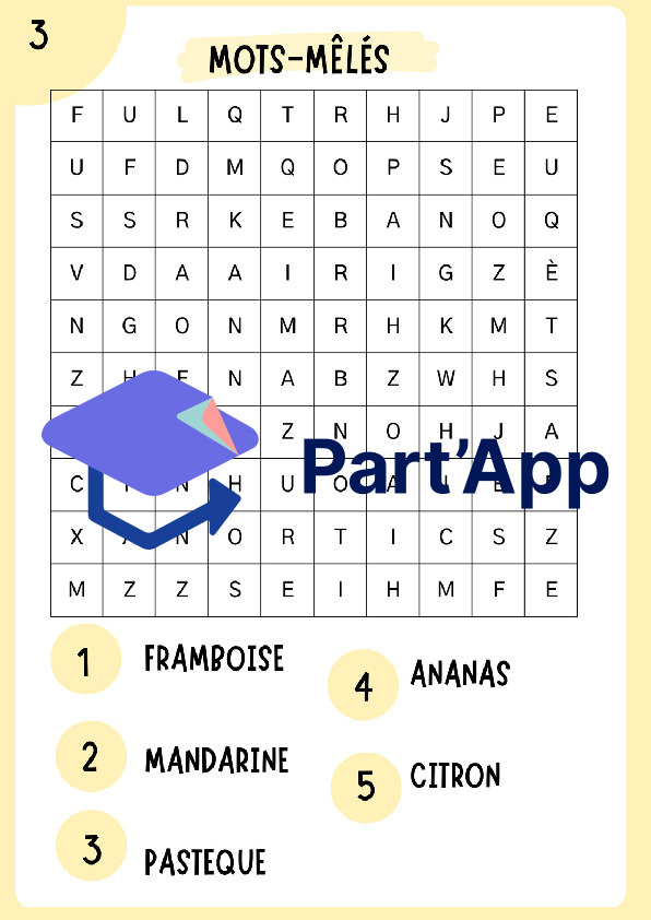 Mots-mêlés thématiques : "Les fruits et légumes" (7 grilles + corrigés inclus - Cycle 1 / 3H-4H)_5