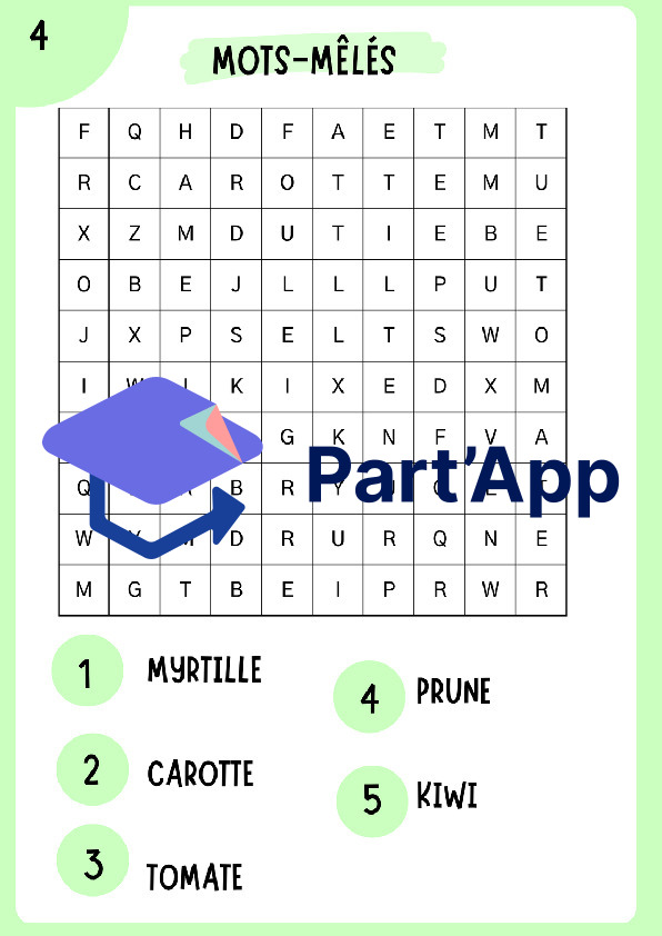 Mots-mêlés thématiques : "Les fruits et légumes" (7 grilles + corrigés inclus - Cycle 1 / 3H-4H)_6