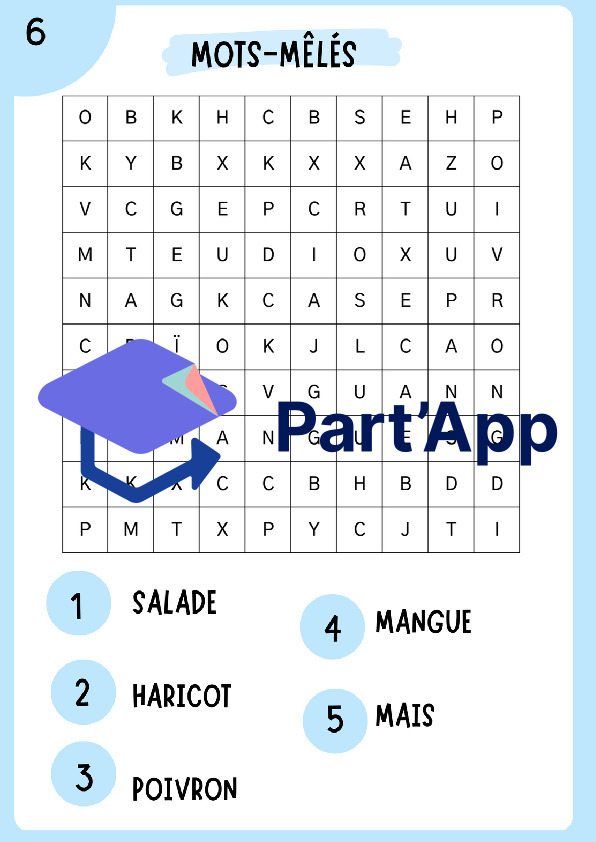 Mots-mêlés thématiques : "Les fruits et légumes" (7 grilles + corrigés inclus - Cycle 1 / 3H-4H)_8