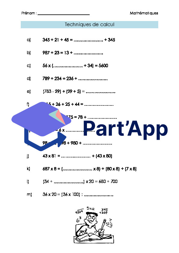 Maths 7H-8H - Techniques de calcul (fiche d'exercices + corrigé)_2