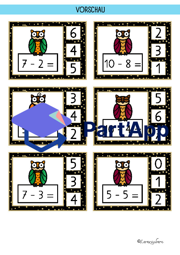 Klammerkarten Mathe: Zählen, Würfel, Addition und Subtraktion (Eule / Herbst)_98