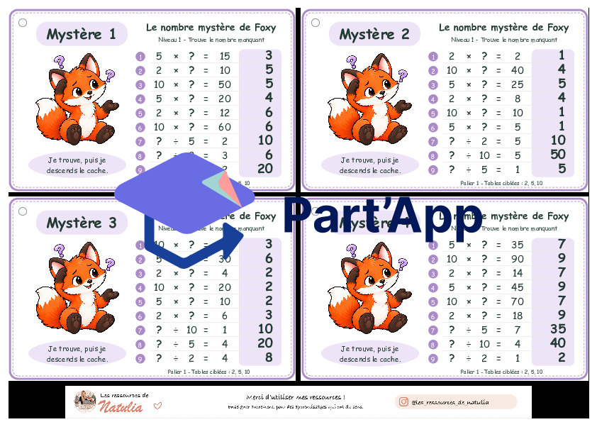 🦊 Le nombre mystère de Foxy – Niveau 1 + fiche de suivi | 8 CHF 🦊_2