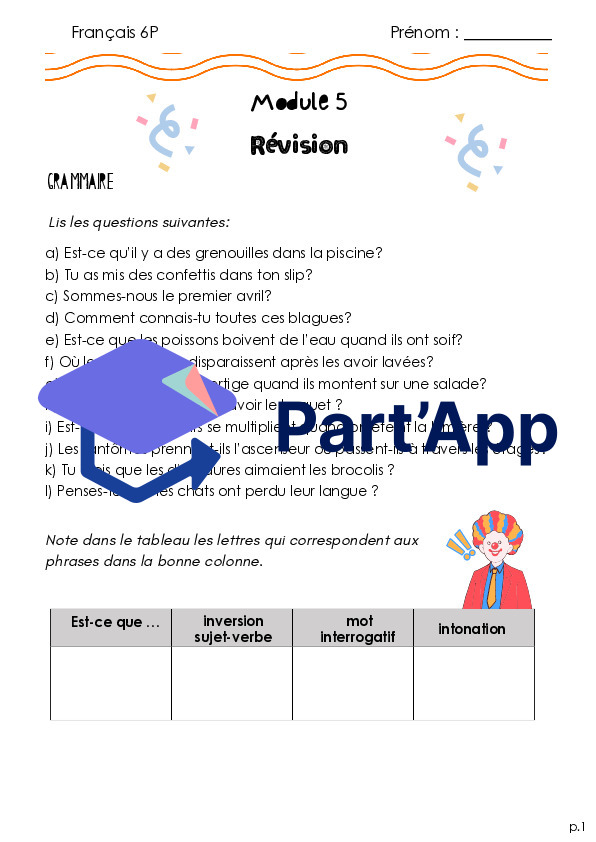 Français 6P - Dossier révision Module 5_2