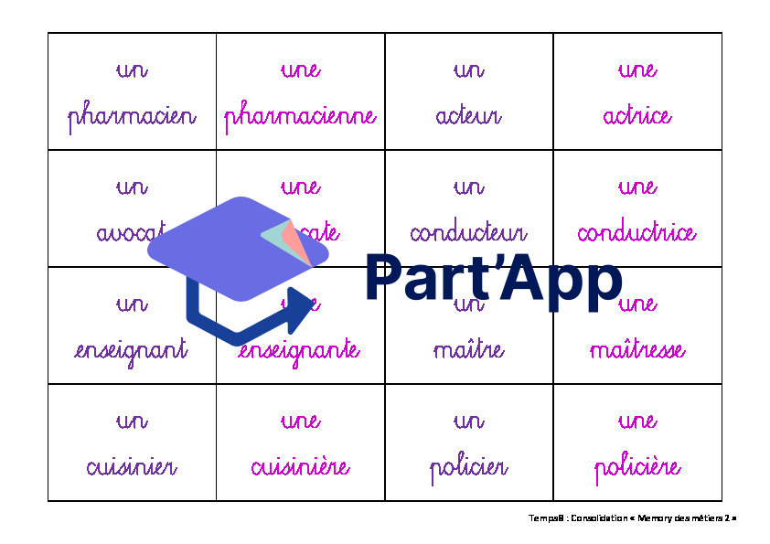 Jeu : Memory le féminin et le masculin des métiers 2_6
