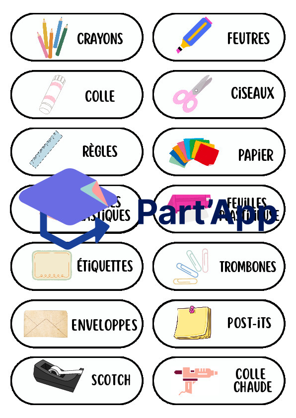 Méga Kit Organisation Classe – 208 Étiquettes (9cm x 3cm) Illustrées (Matériel, Administratif, Routines & Matières)_9