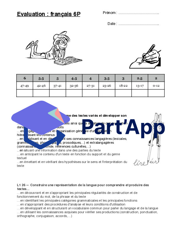 Évaluation de lecture et de grammaire – 6P_2