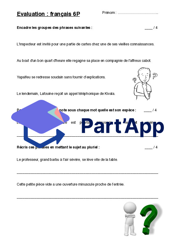 Évaluation de lecture et de grammaire – 6P_6