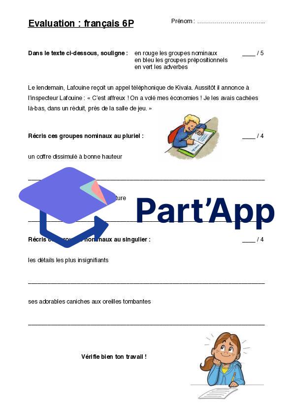 Évaluation de lecture et de grammaire – 6P_7