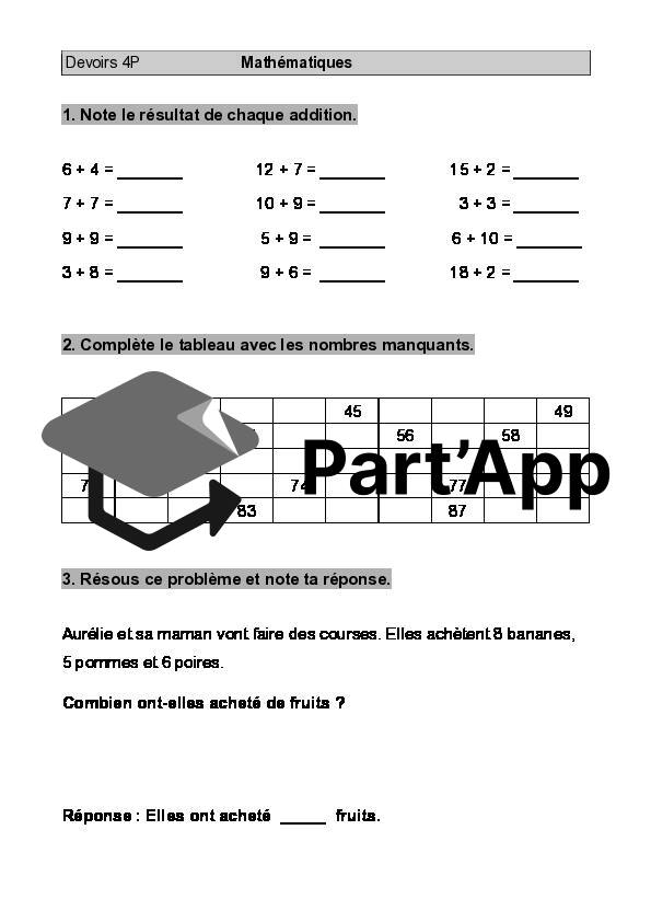 Devoirs 4P / mois 1_3