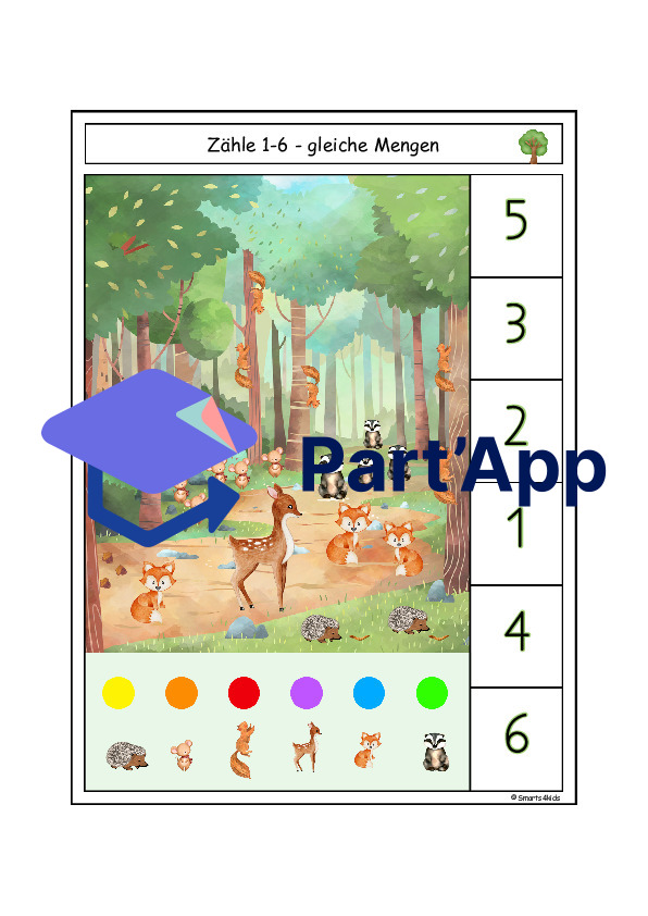 🌲 Les cartes à pinces comptent de 1 à 7 chiffres forestiers et images de dés._51