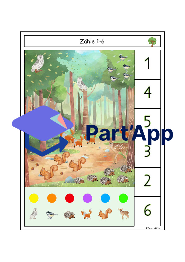 🌲 Les cartes à pinces comptent de 1 à 7 chiffres forestiers et images de dés._53
