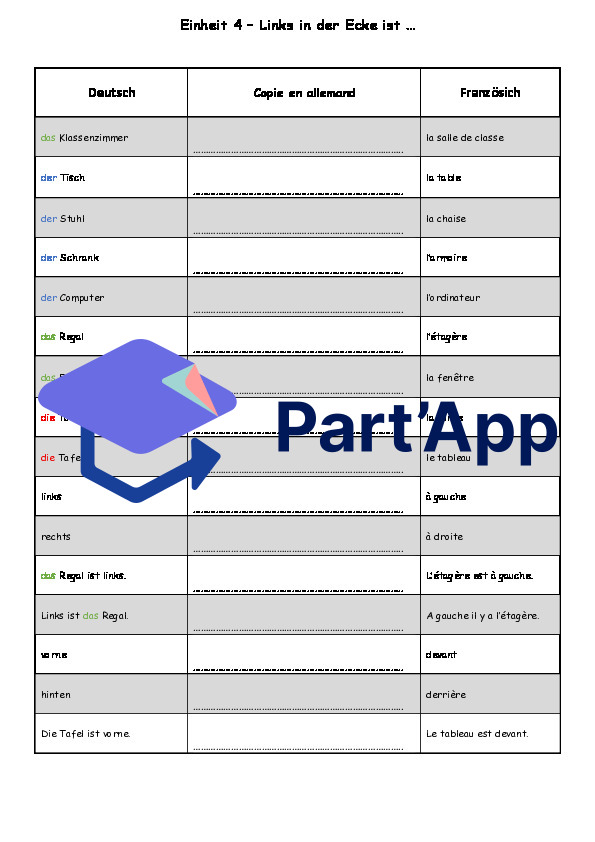 Allemand 8P - Junior 2ème édition - vocabulaire E1 à E12 à copier_8