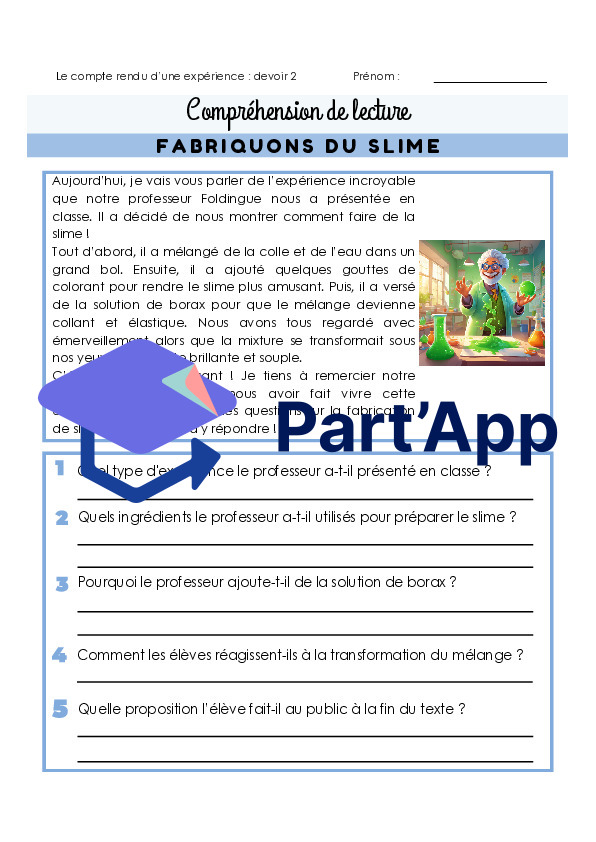 Compréhension de lecture - le compte rendu d'une expérience_3