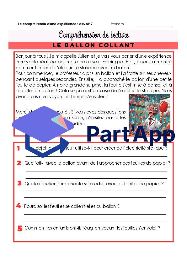 Compréhension de lecture - le compte rendu d'une expérience_8