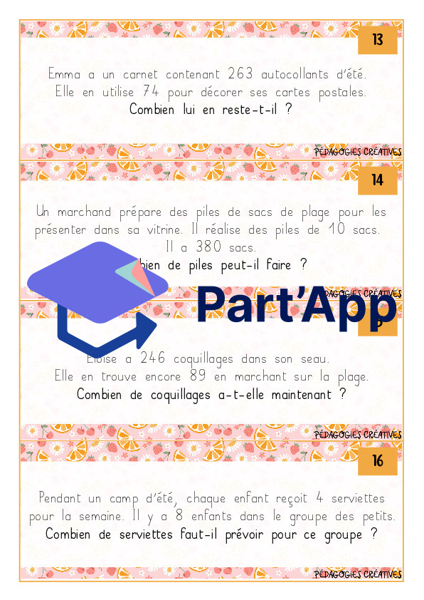 Cartes à tâches - Problèmes d'été - 5P_5