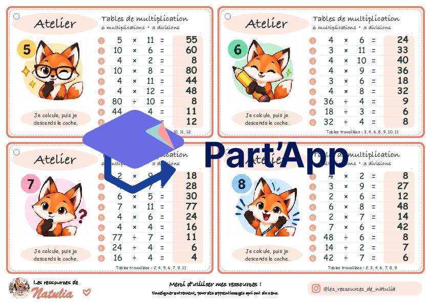 🦊 Tables de multiplication - Ateliers autonomes | 7,50 CHF 🦊_4