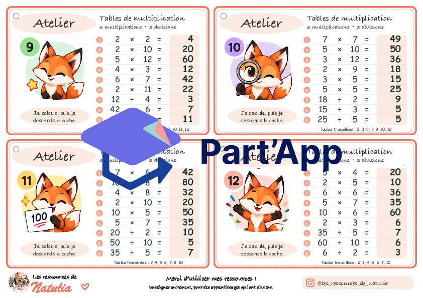 🦊 Tables de multiplication - Ateliers autonomes | 7,50 CHF 🦊_6