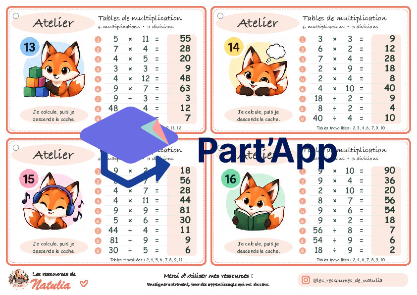 🦊 Tables de multiplication - Ateliers autonomes | 7,50 CHF 🦊_8