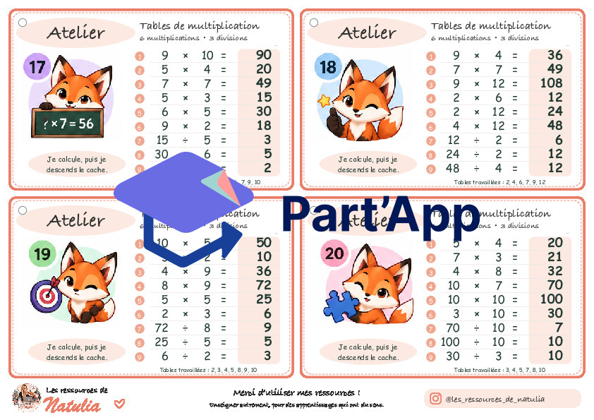🦊 Tables de multiplication - Ateliers autonomes | 7,50 CHF 🦊_10