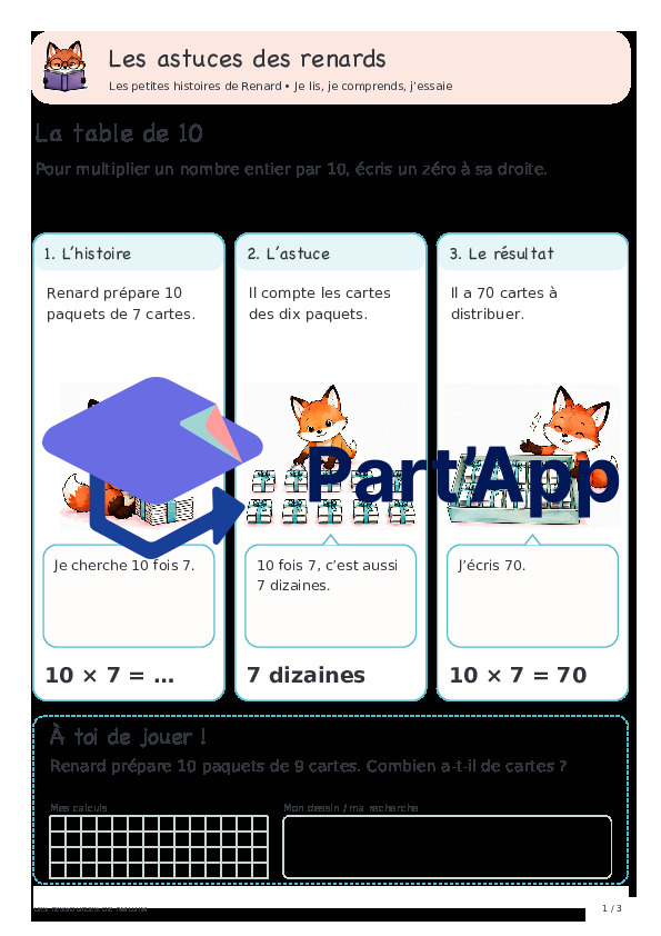 🦊 Les astuces des renards — 8. Table de 10 : comprendre les dizaines | 1 CHF 🦊_2