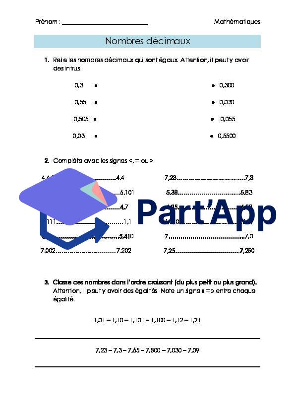 Maths 7H-8H - Nombres décimaux 1 (fiche d'exercices)_2
