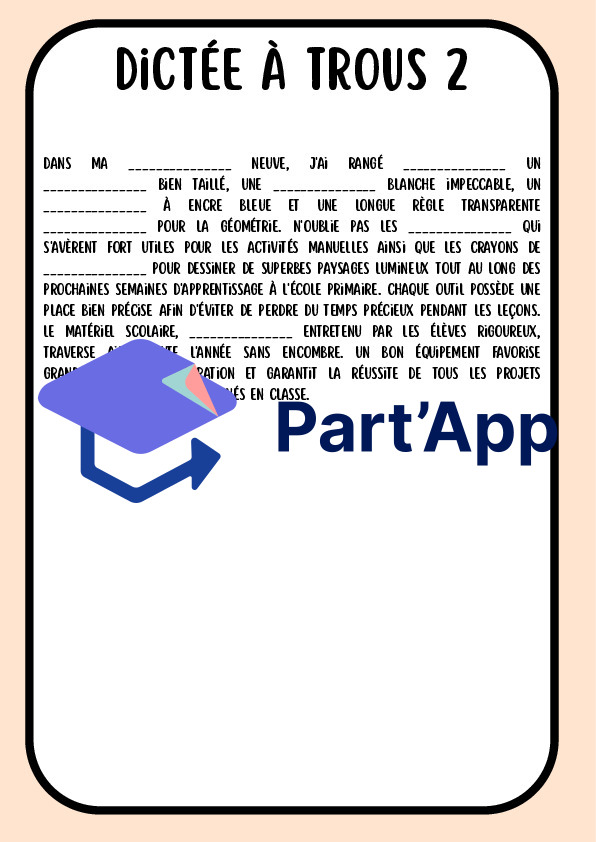Dossier de 20 Dictées 7H-8H avec Mots et Versions à Trous (PER)_9
