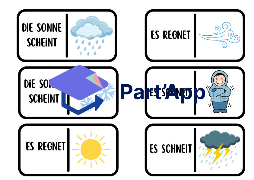 Jeu de dominos en allemand : Météo et Saisons - Niveau 8H (Das Wetter)_3