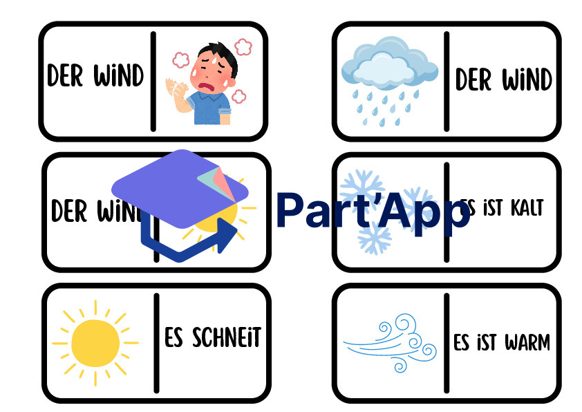 Jeu de dominos en allemand : Météo et Saisons - Niveau 8H (Das Wetter)_4