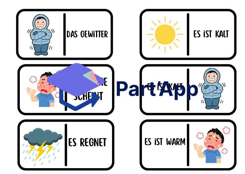 Jeu de dominos en allemand : Météo et Saisons - Niveau 8H (Das Wetter)_5