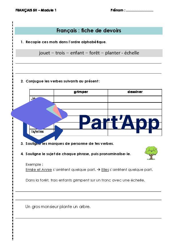 5H : fiche de devoirs sur le module 1_2