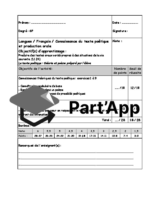 TS Français 6P – le poème  : théorie et production orale_2