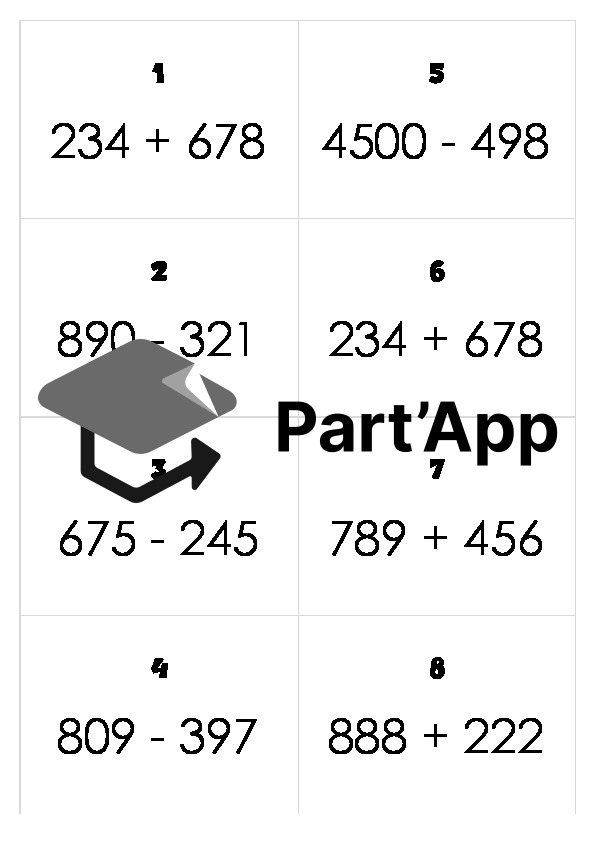 Opérations - Atelier calculs réfléchis (additions et soustractions) - Niveau 2_2
