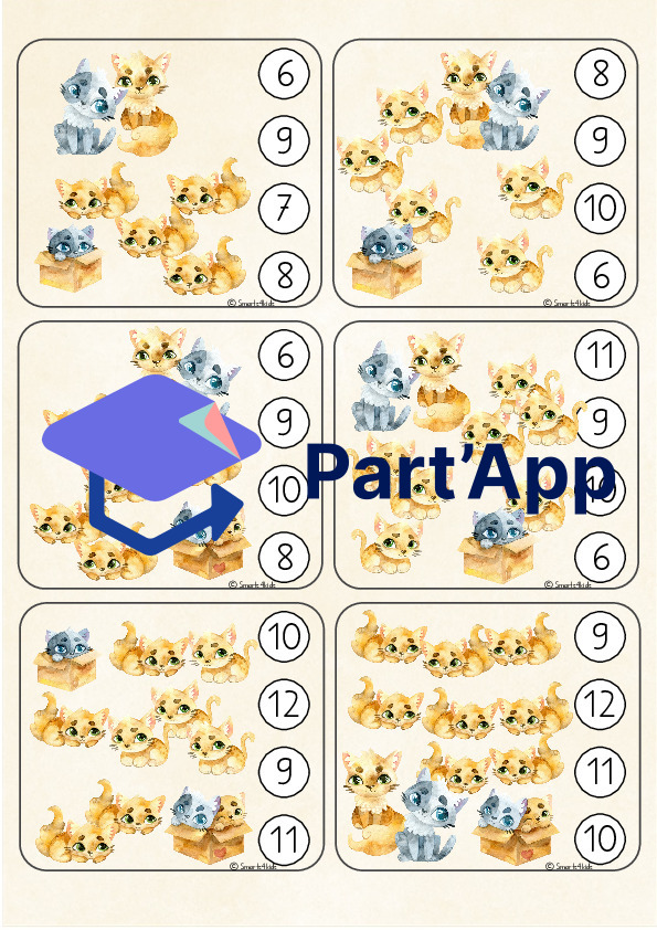 🐈Chat Compter Cartes numérotées Agrafes 1-14_7