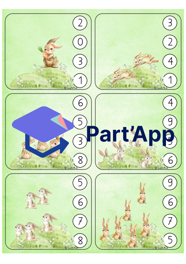 🐰 Lapin cartes à compter cartes à agrafer chiffres 1-15_2