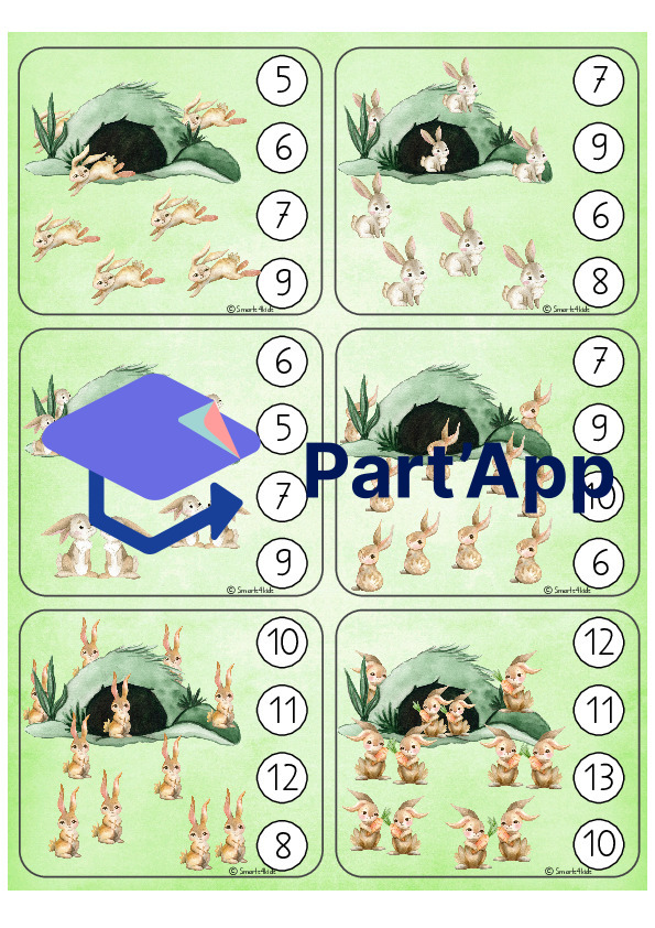 🐰 Lapin cartes à compter cartes à agrafer chiffres 1-15_4
