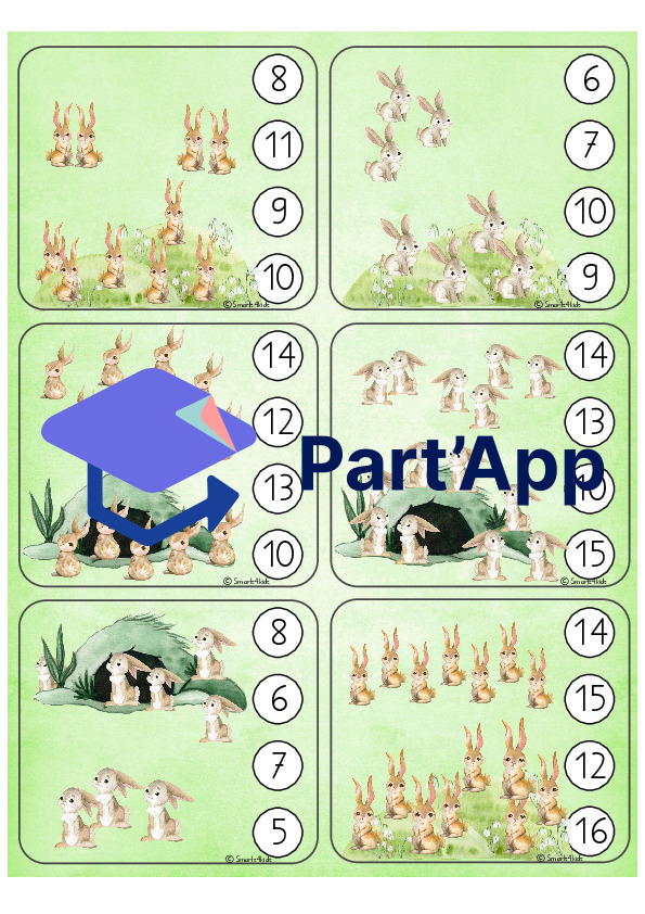 🐰 Lapin cartes à compter cartes à agrafer chiffres 1-15_6