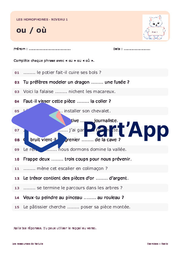 🐾 Mes fiches homophones ou / où – 2 niveaux | 2 CHF 🐾_2