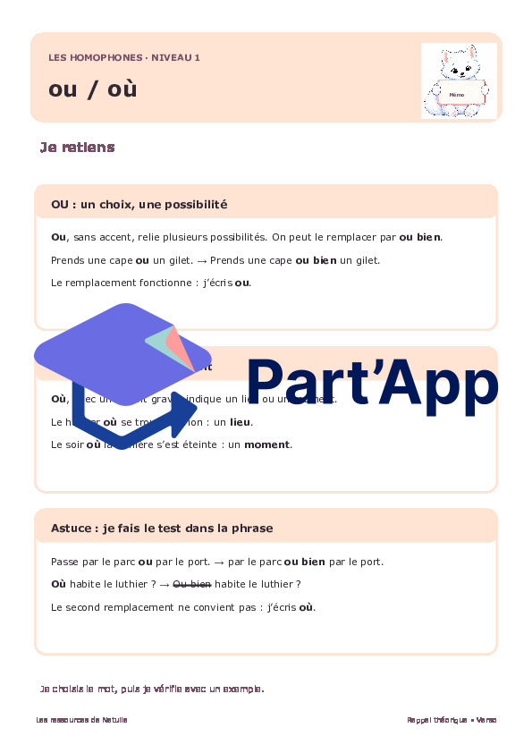 🐾 Mes fiches homophones ou / où – 2 niveaux | 2 CHF 🐾_3
