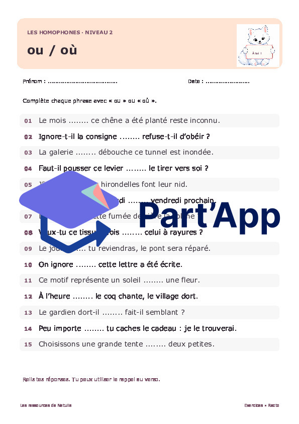 🐾 Mes fiches homophones ou / où – 2 niveaux | 2 CHF 🐾_4