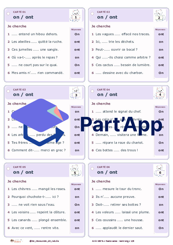 🐾 Mes ateliers autocorrectifs homophones on / ont | 4 CHF 🐾_2