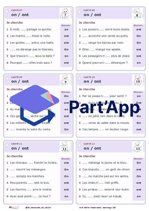 🐾 Mes ateliers autocorrectifs homophones on / ont | 4 CHF 🐾_4