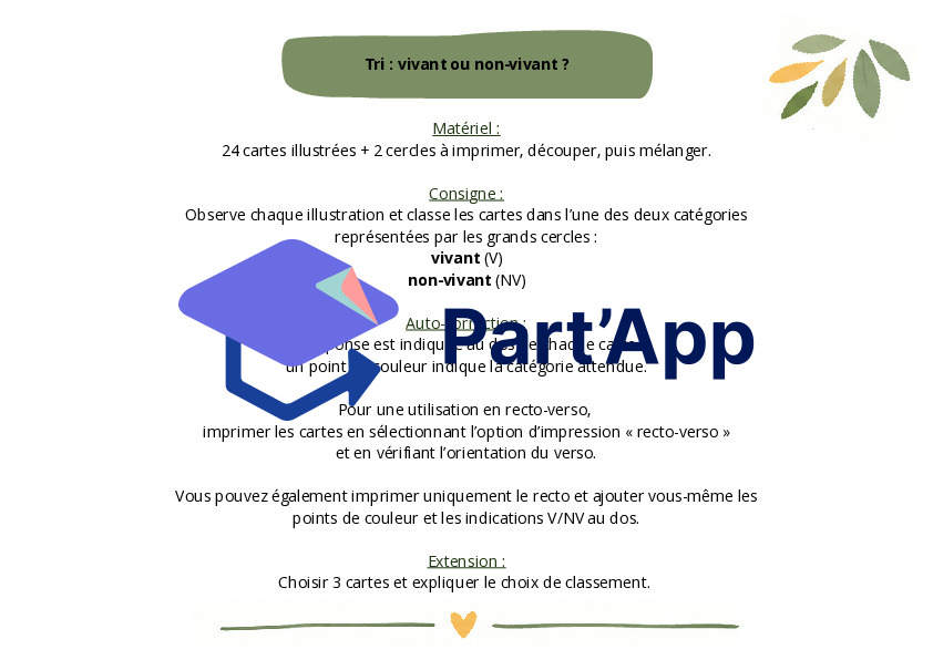 Fiches de tri : Vivant - Non-Vivant_2