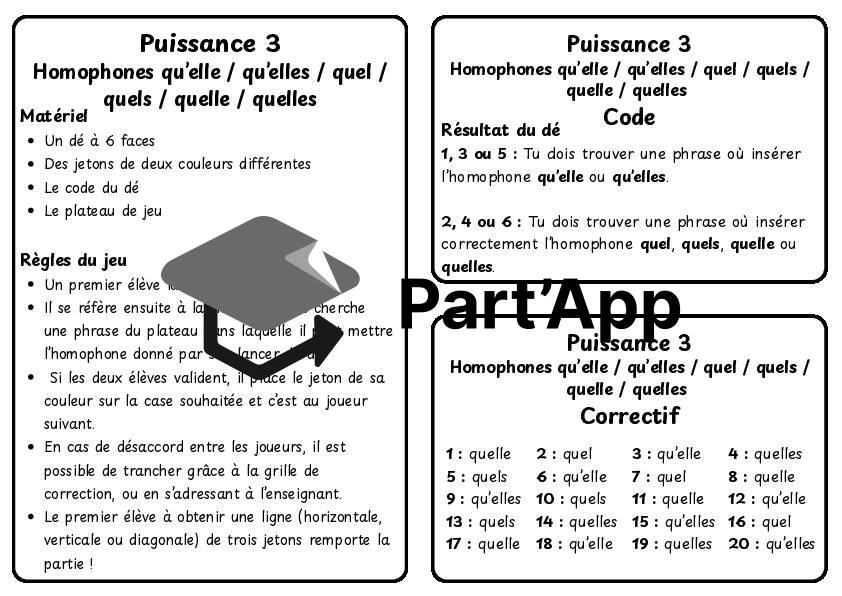 Puissance 3 des homophones (qu’elle / qu’elles /quel / quelle / quels / quelles)_6