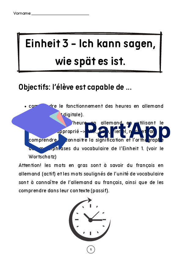 Dossier sur les heures en allemand 7H - Einheit 3 NMER_2